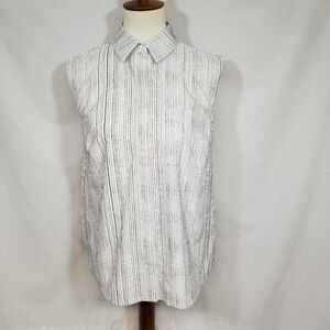 Athleta White & Black Striped Athletic Women's S Activewear Button Down Tank Top